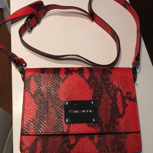 Balmain Handbags - Balmain red and black snake skin cross body
